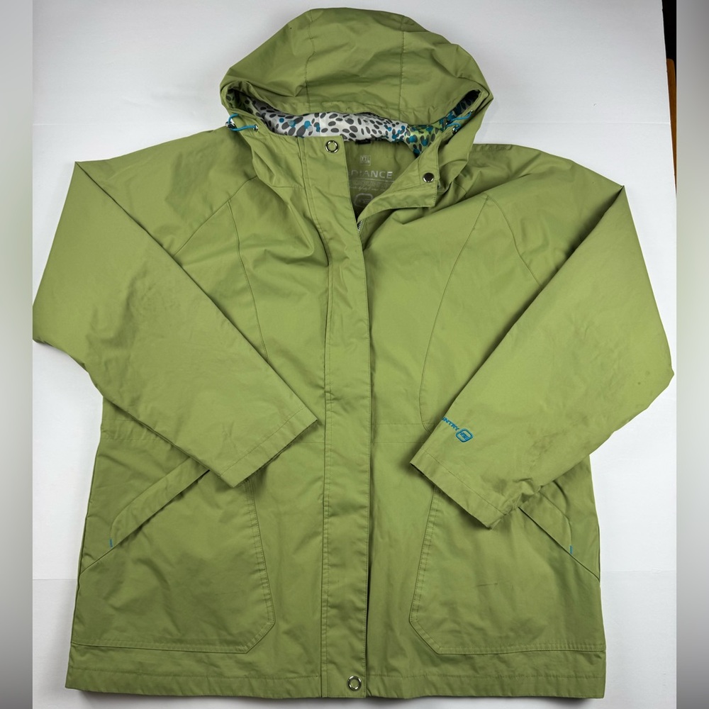 Free Country Olive Green Rain/Wind Jacket with Blue Logo size xxl